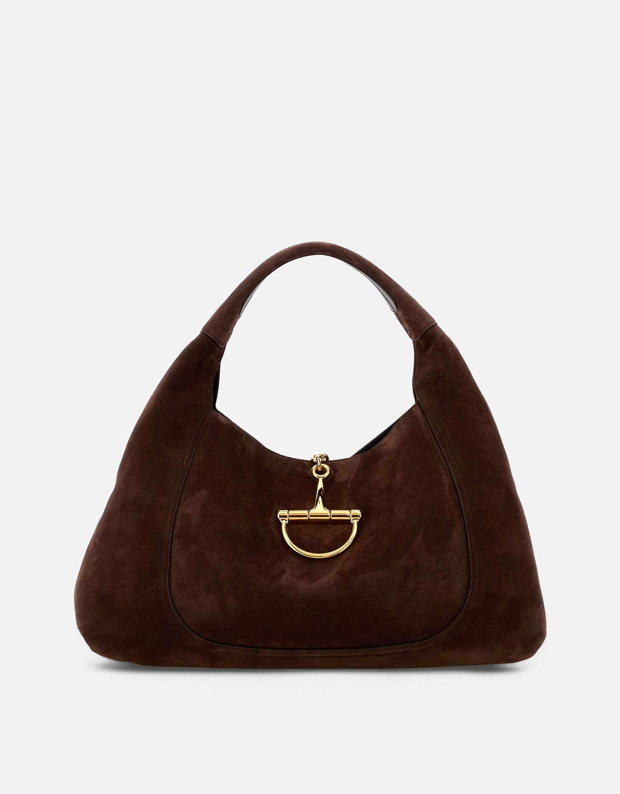 Gucci Gucci Softbit Brown Suede Shoulder Bag