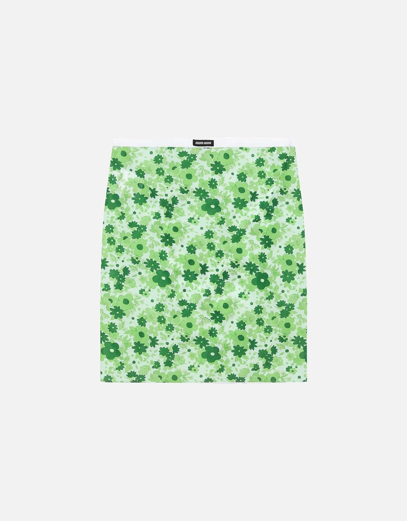 Miu Miu Green Floral Pattern Skirt (Skirts) IFCHIC.COM