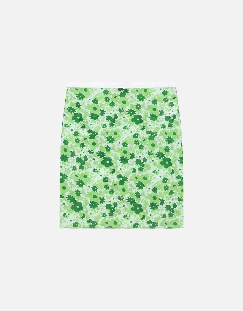 Miu Miu 葉柄グリーンタイトスカート 38 Miu Miu Green Floral Pattern Skirt (Skirts) IFCHIC.COM