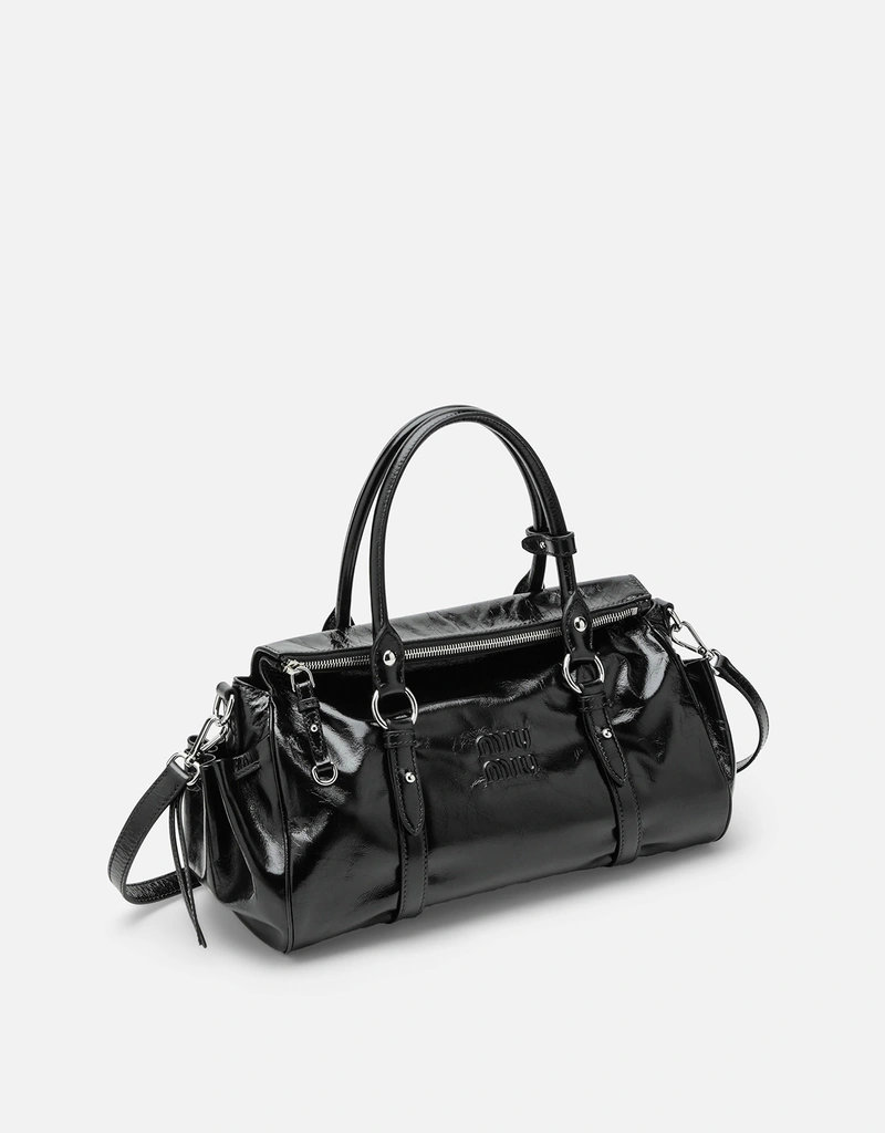 Miu Miu ラージ グロッシー レザー トップハンドルバッグ (トップス