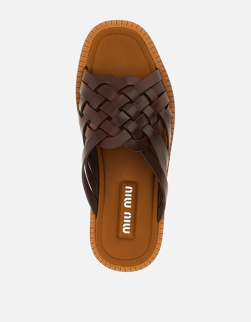 Miu Miu ワックスドレザーサンダル () IFCHIC.COM