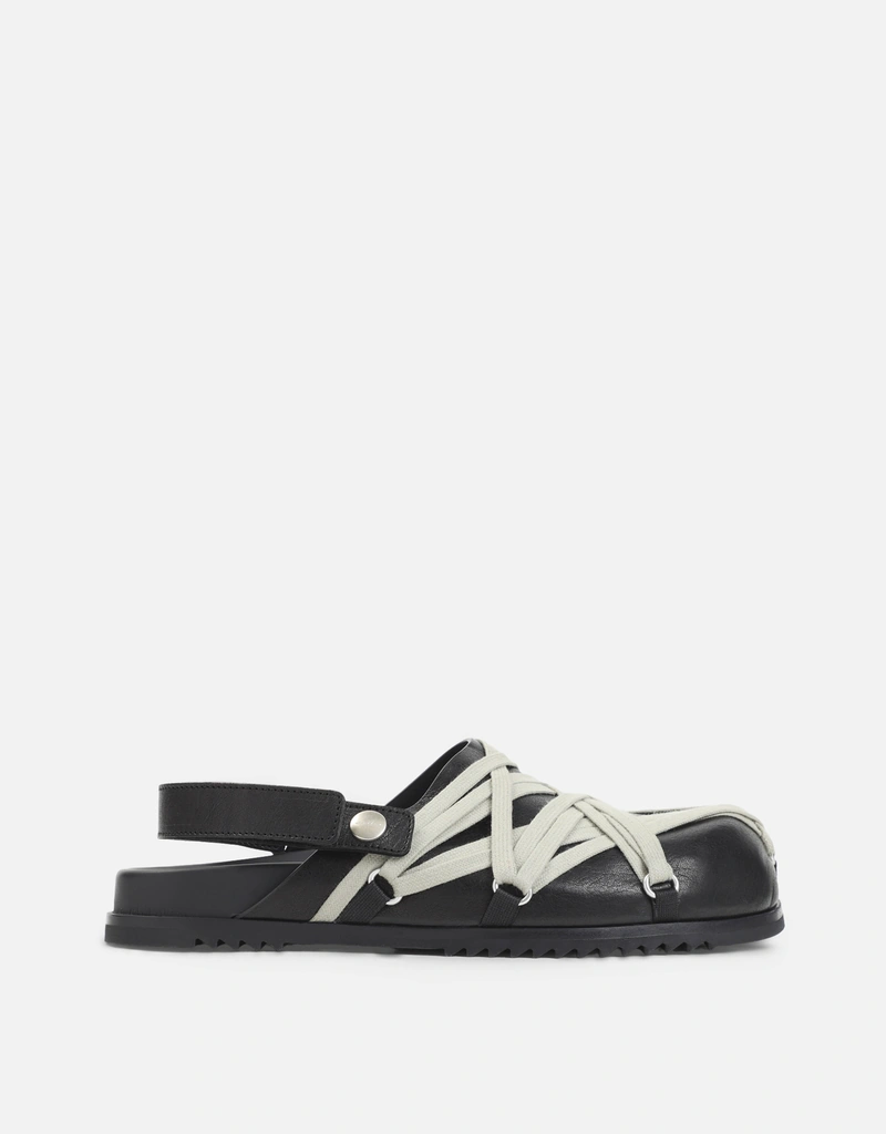 Rick Owens Megalace Mule Granola Hammered Ram Leather Mules