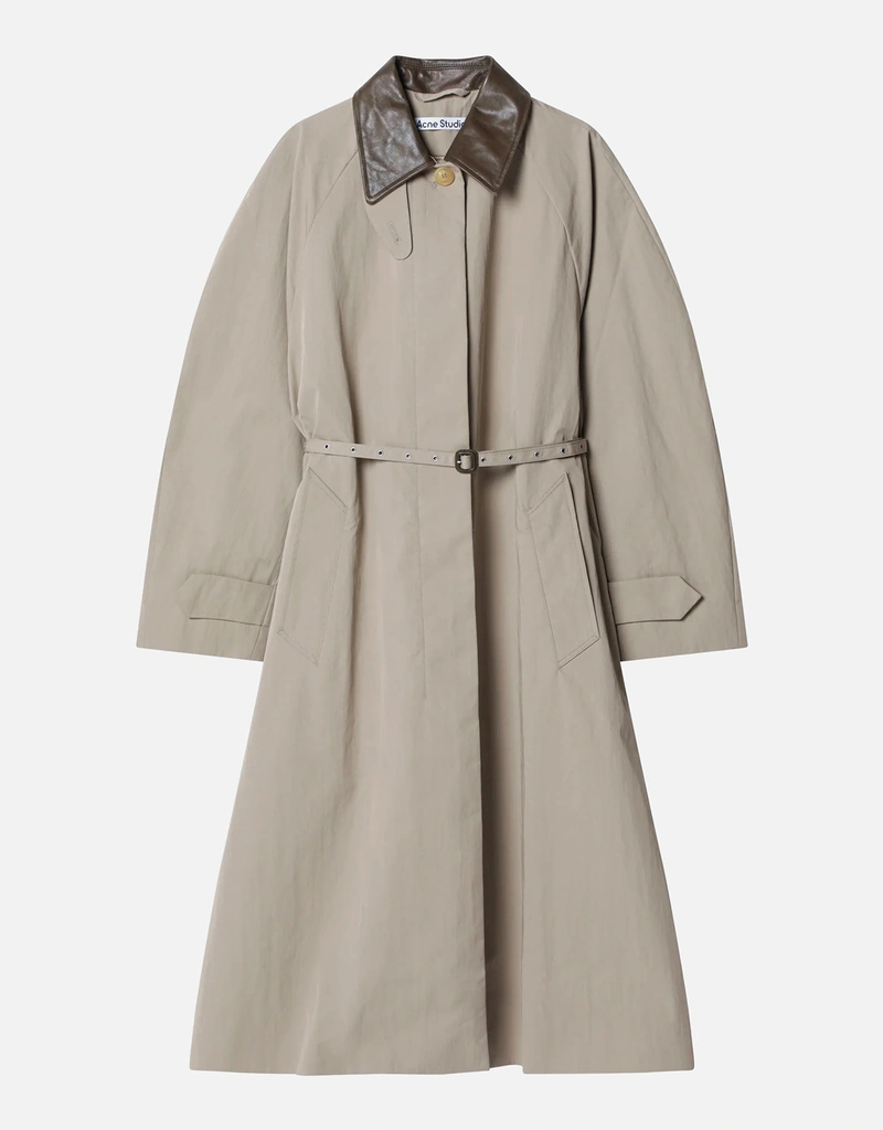 【美品】Acne Studios トレンチコート ベルト付き XS カーキ Acne Studios テクニカルコットンベルト付きトレンチコート (すべての