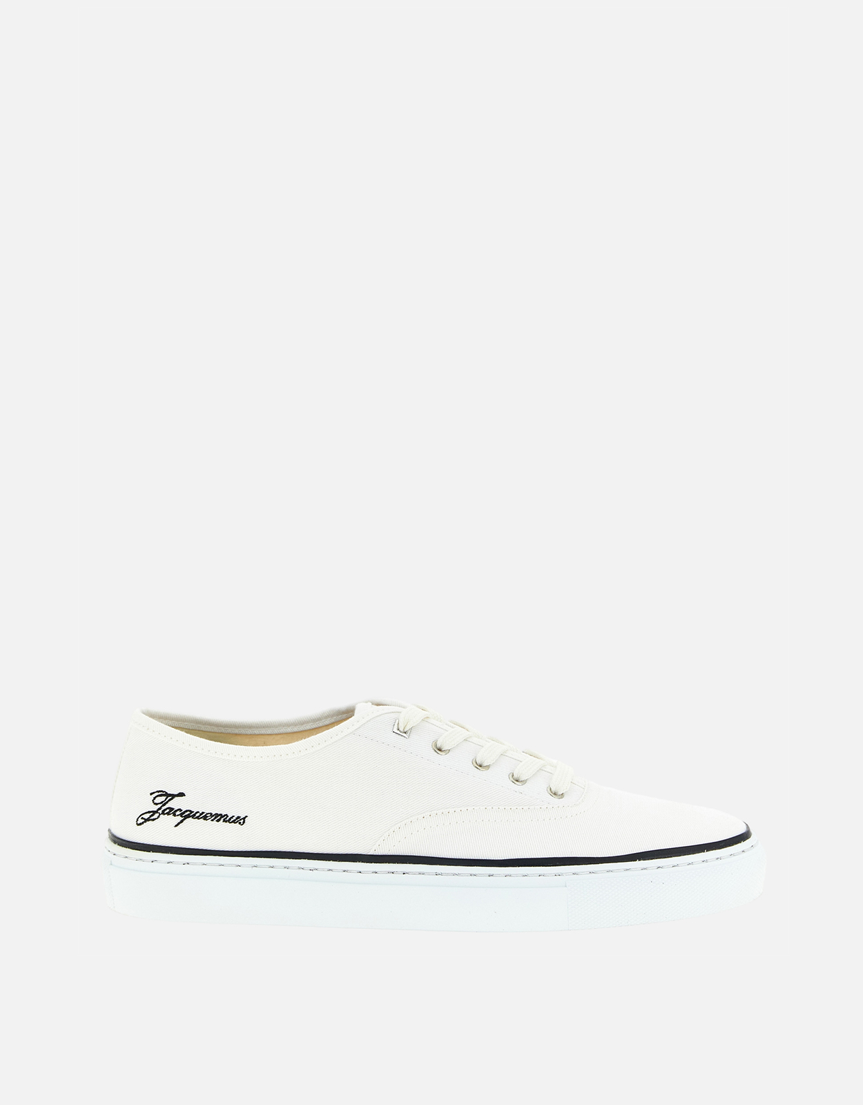 JACQUEMUS Jacquemus Men's Cotton Canvas Side Logo Lace-Up Sneakers - EU 39　Jacquemus メンズ コットン キャンバス サイド ロゴ レースアップ スニーカー - EU 39