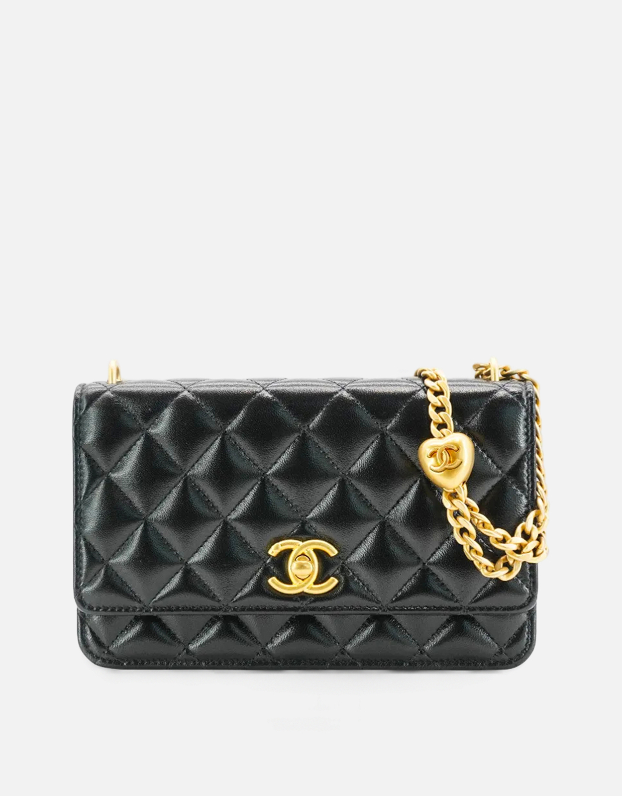 Chanel キルティング ラムスキン ハート 調節 ゴールドトーン クラスプ