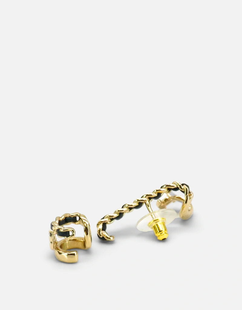 Chanel レザー チェーン CC イヤーカフ イヤースタッド () IFCHIC.COM