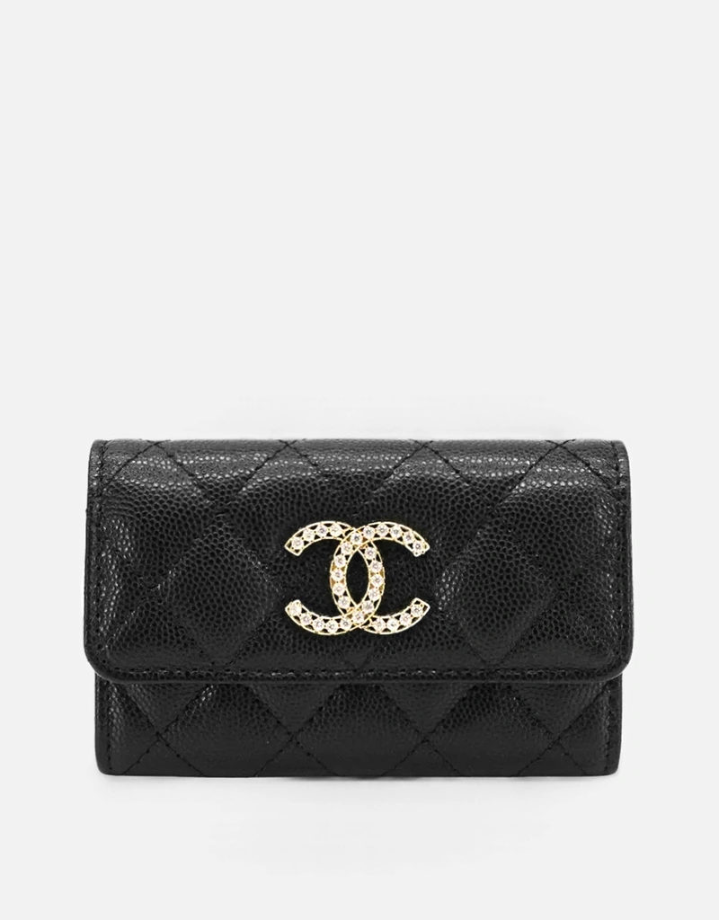 Chanel グレインレザー クリスタル Logo カードホルダー () IFCHIC.COM