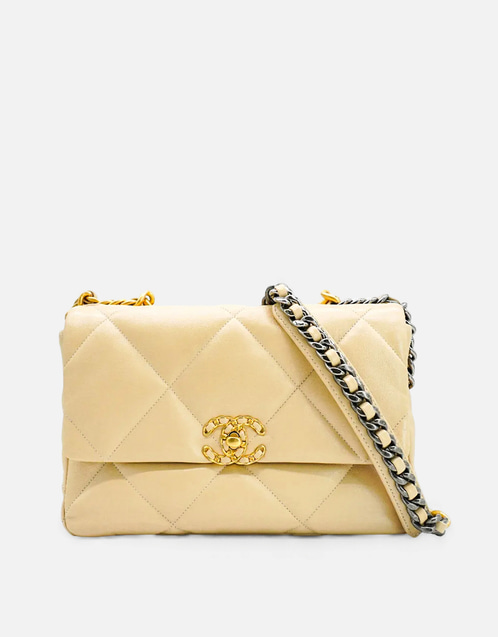 CHANEL19 ショルダーバッグ Chanel 19 キルティング ラムスキン ツートーン チェーン ハンドル