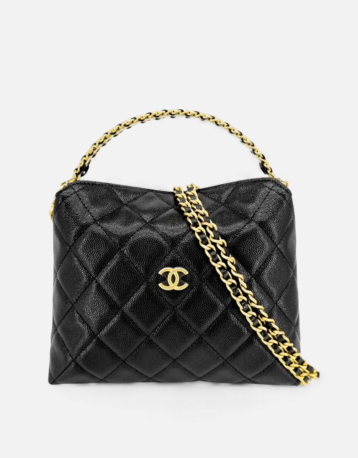 Chanel キルティング グレインレザー チェーン ハンドル 2WAY バッグ