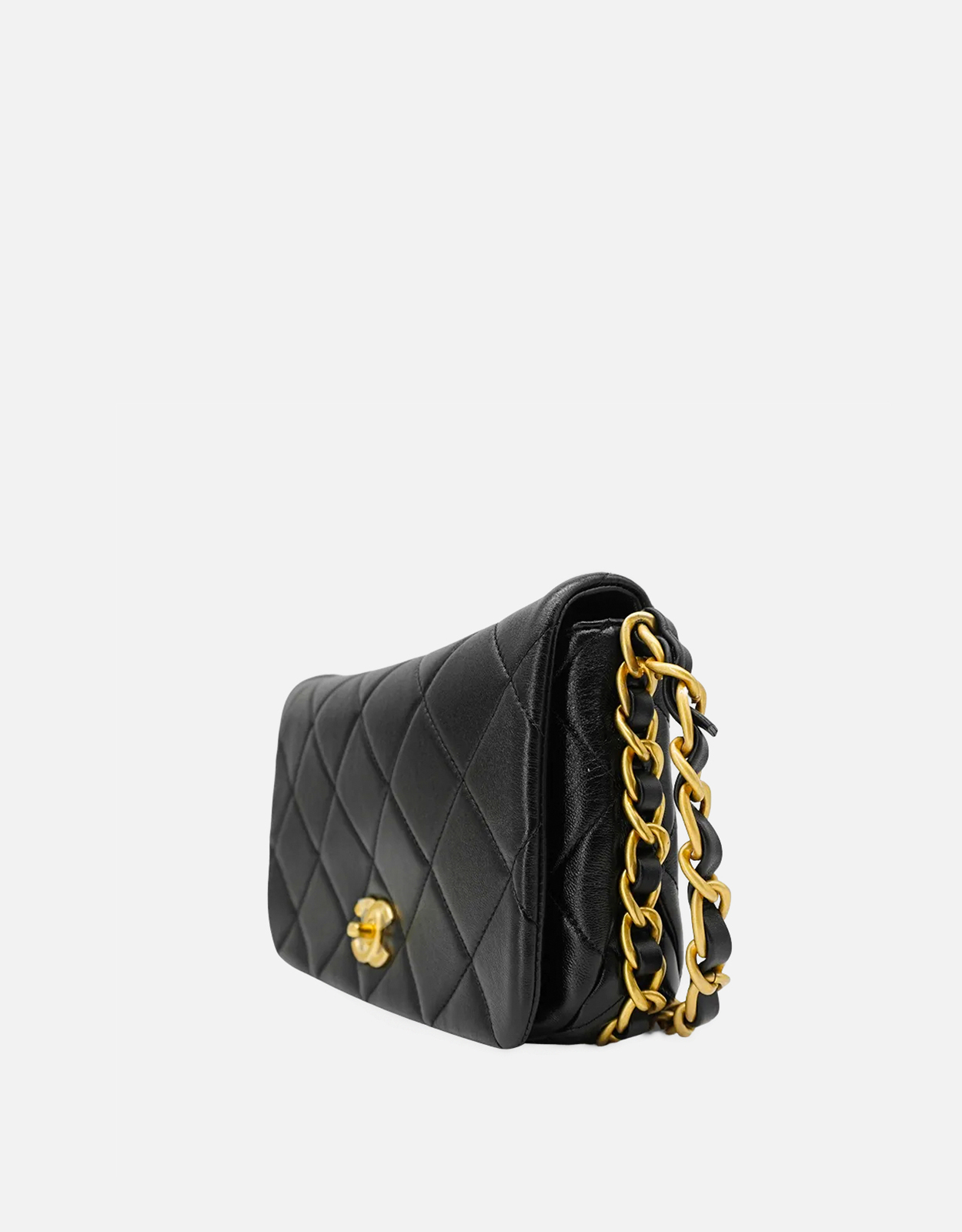 Chanel キルティング ラムスキン チェーン トリム 斜め掛けバッグ