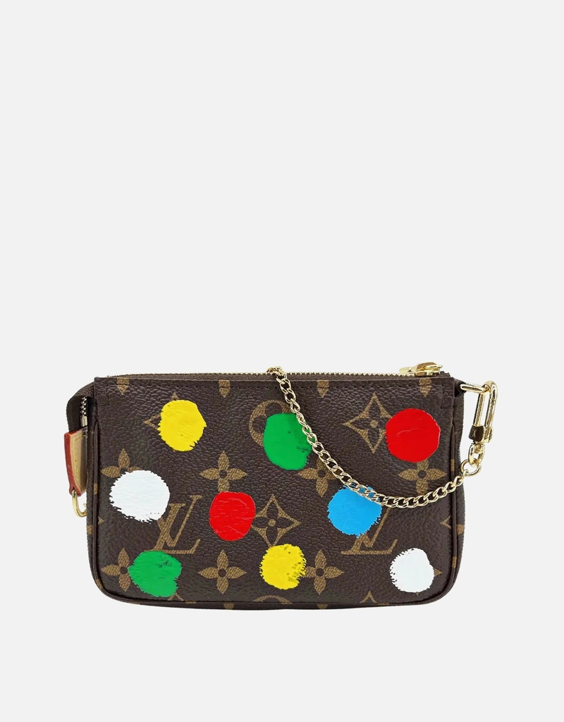 Louis Vuitton LV X YK プリント ミニ ゴールドチェーン ポーチ