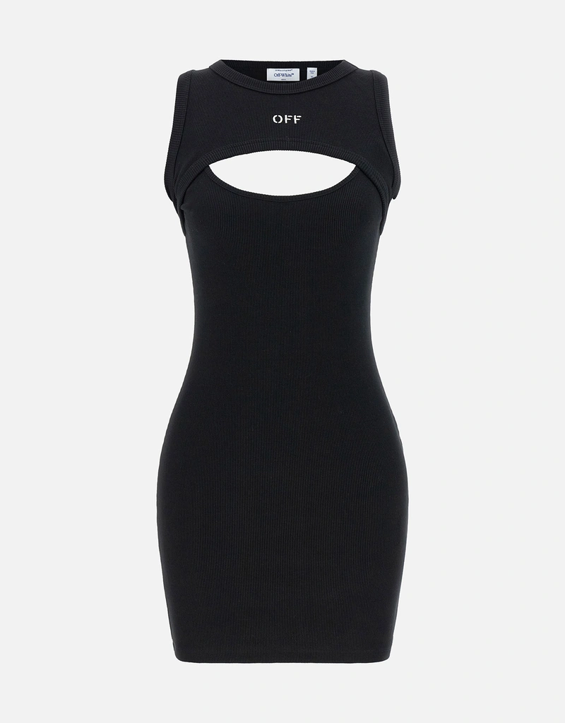 Off-White - Black Cotton Mini Dress