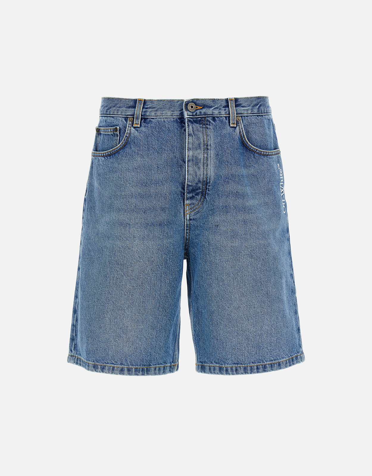 Off-White Off-White Men's Half Arrow Cotton Denim Wide Leg Bermuda Shorts - 23　オフホワイト メンズ ハーフ アロー コットン デニム ワイドレッグ バミューダ ショーツ - 23