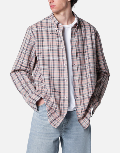 Off-White メンズピンクチェック柄コットンシャツ (トップス) IFCHIC.COM