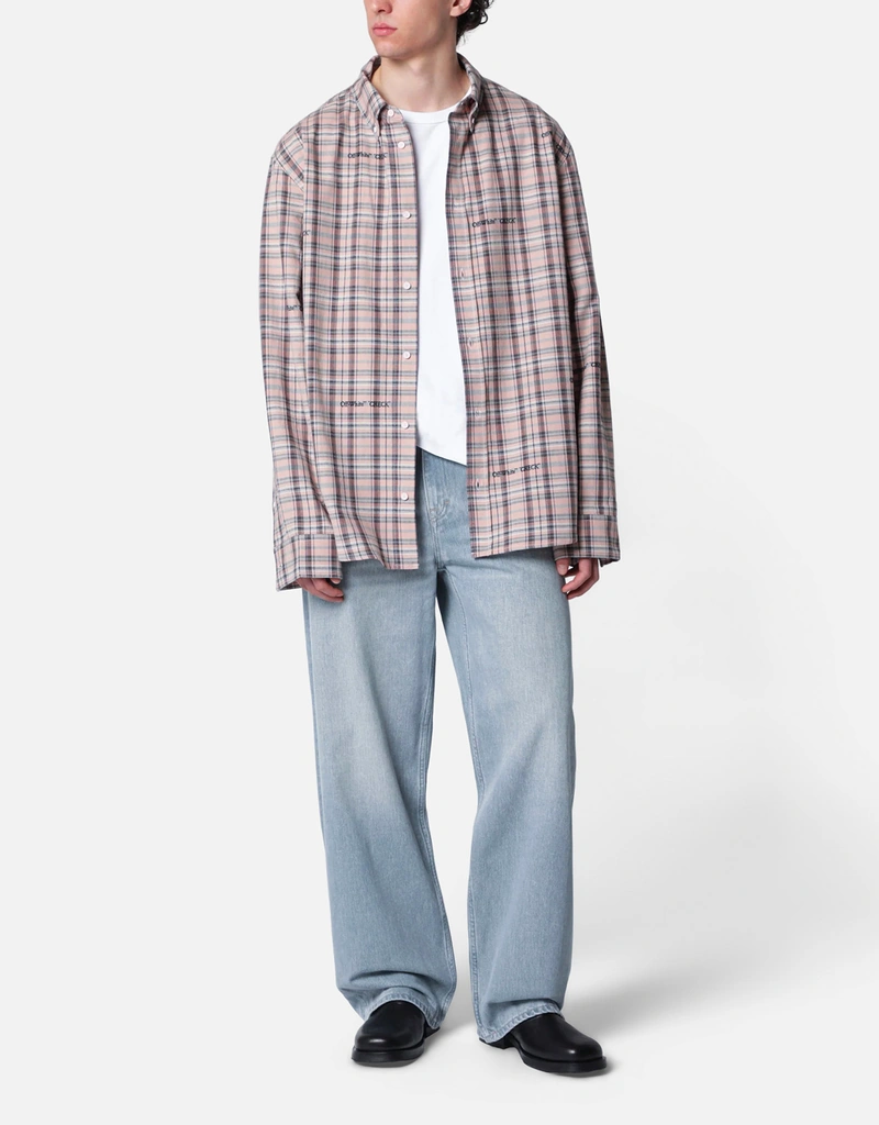Off-White メンズピンクチェック柄コットンシャツ (トップス) IFCHIC.COM