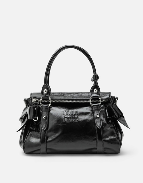 Miu Miu ミディアム グロッシーレザー トップハンドルバッグ (トップス