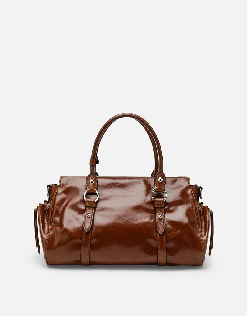 Miu Miu 大型グロッシーレザートップハンドルバッグ (トップス) IFCHIC.COM