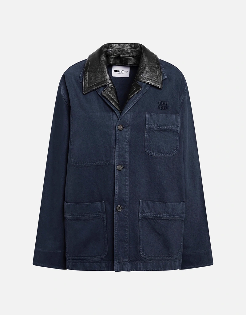Miu Miu ガーメントダイド Gabardine And Leather Jacket (すべての