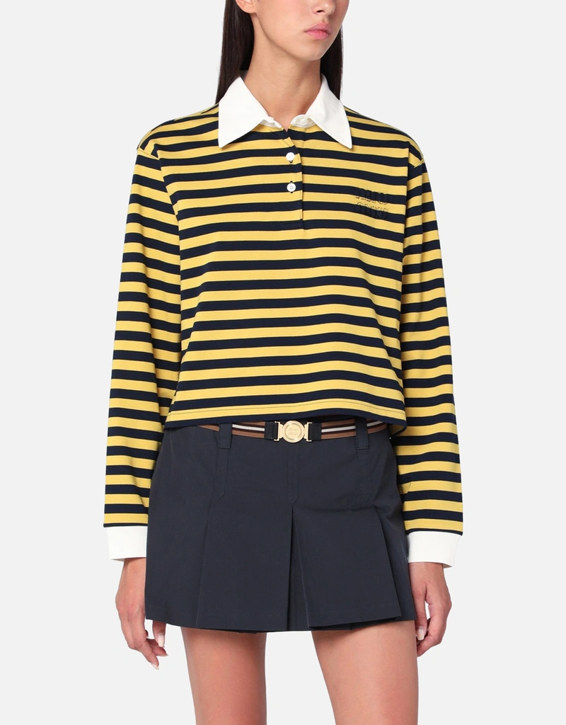 Miu Miu コットンストライプポロシャツ (トップス,Polo Shirts) IFCHIC.COM