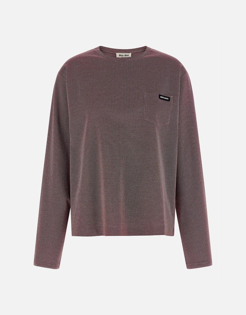 Miu Miu ジャカード ジャージー Tシャツ (すべての新品) IFCHIC.COM