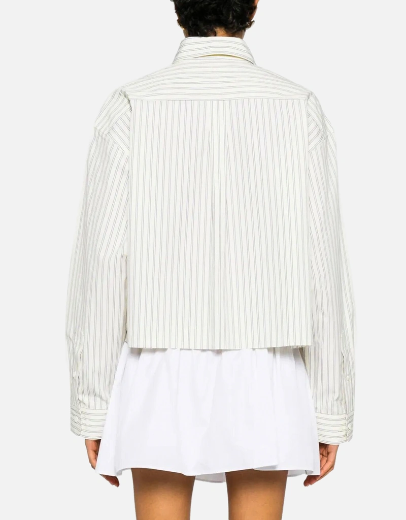 miu miu クロップドシャツ ホワイト Miu Miu クロップドストライプコットンボクシーシャツ (すべての新品
