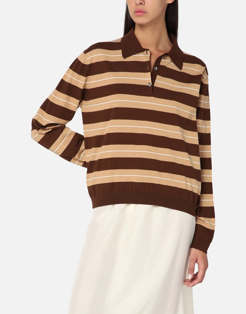 Miu Miu コットンニットポロシャツ (すべての新品) IFCHIC.COM