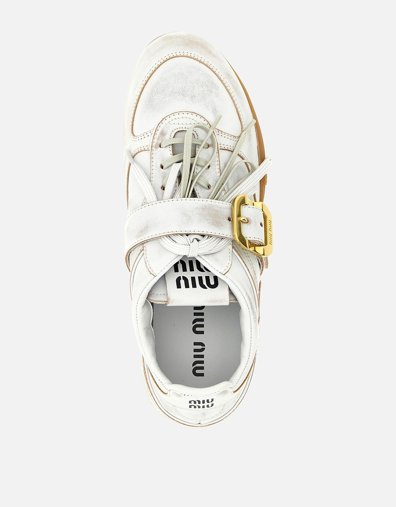 miu miu ホワイトレザー スニーカー MIU MIU/ミュウミュウ通販 | ナッパレザー スニーカー【送料無料