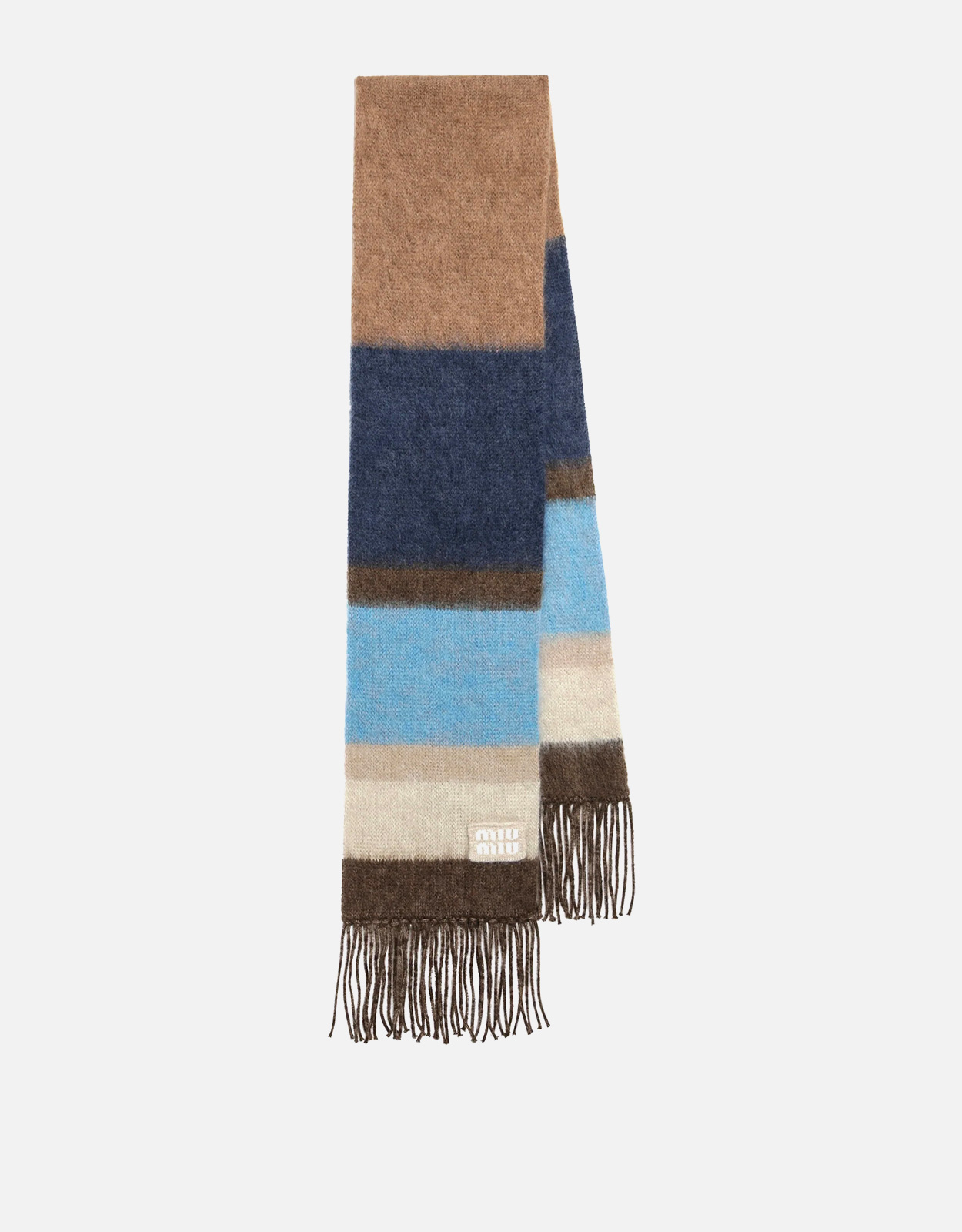 Miu Miu Striped Wool Scarf With Fringes (Scarves) IFCHIC.COM