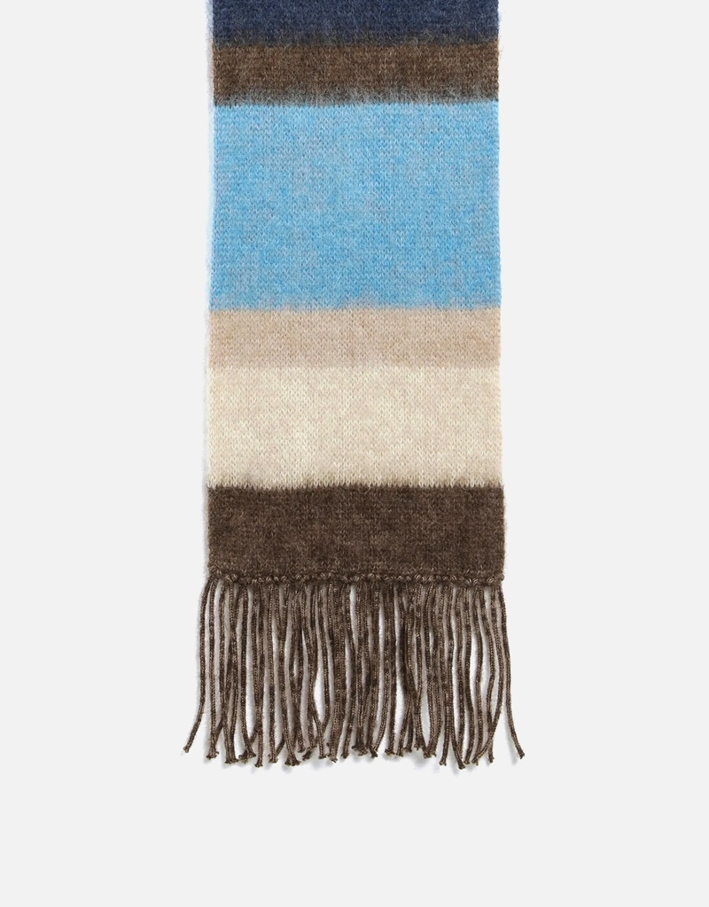 MIU MIU ストライプ シルクスカーフ Miu Miu Striped Wool Scarf With Fringes (Scarves) IFCHIC.COM