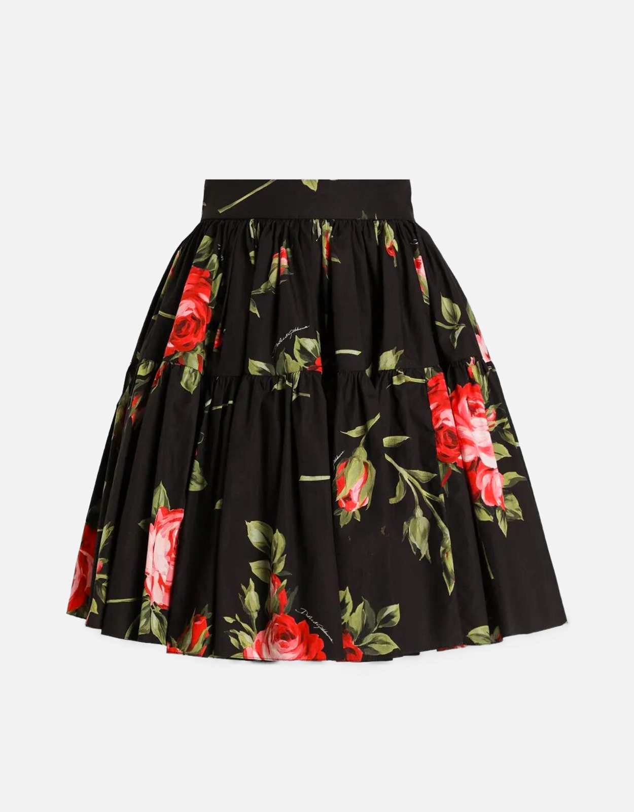 Dolce & Gabbana ローズブーケプリントコットンショートスカート