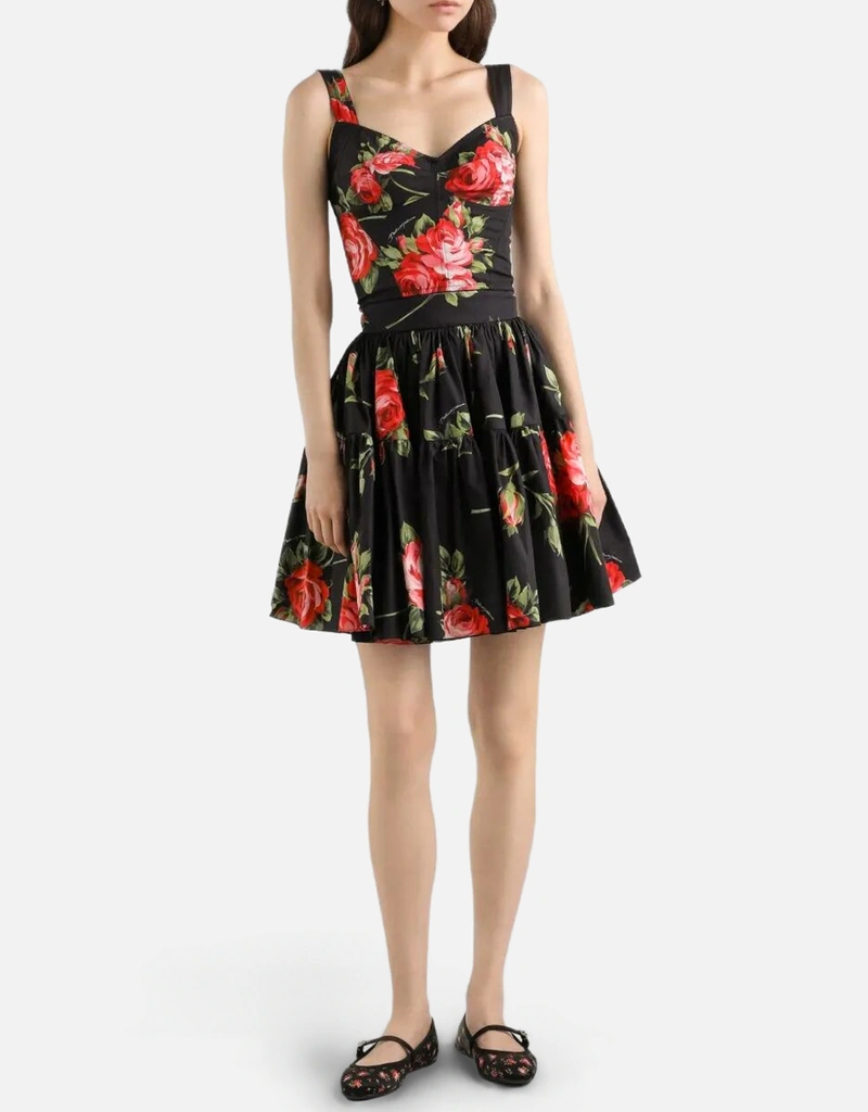 Dolce & Gabbana Rose Bouquet-Print Cotton Mini Skirt (All New In