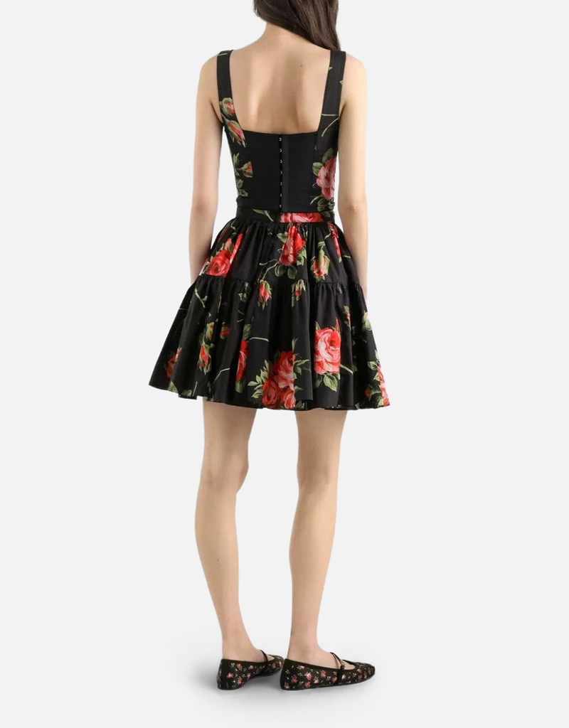 Dolce & Gabbana Rose Bouquet-Print Cotton Mini Skirt (All New In