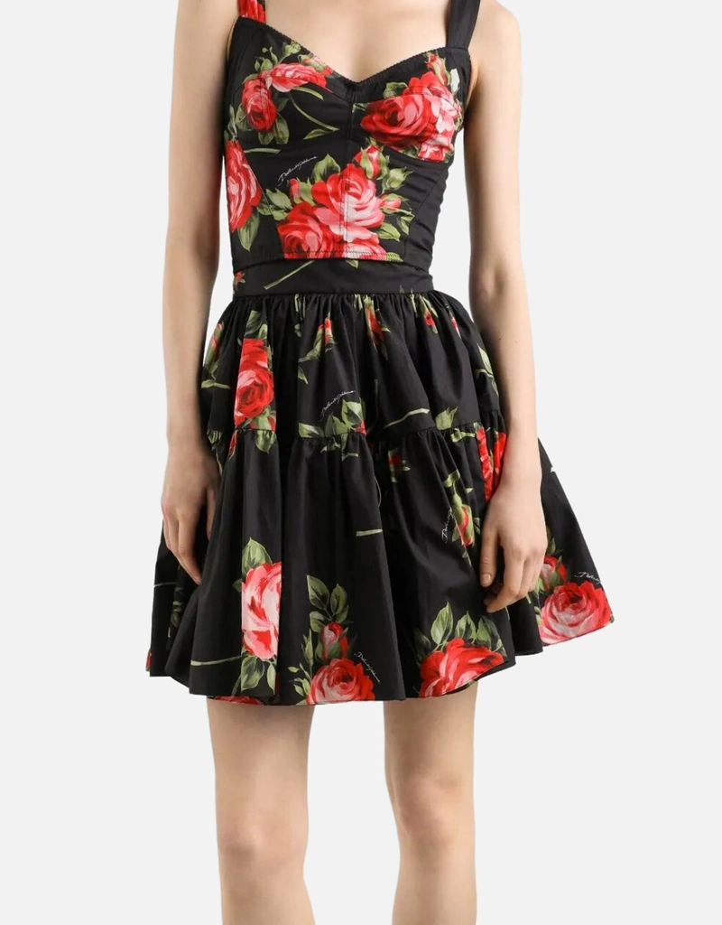 Dolce & Gabbana Rose Bouquet-Print Cotton Mini Skirt (All New In