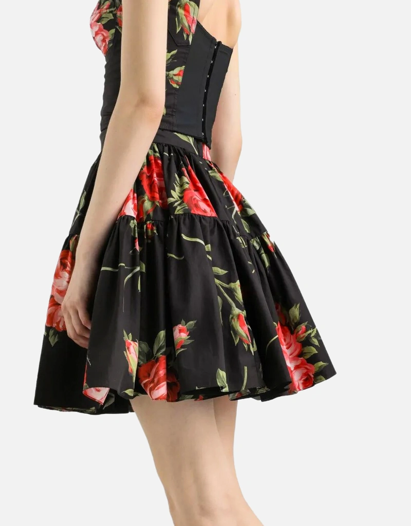 Dolce & Gabbana ローズブーケプリントコットンショートスカート