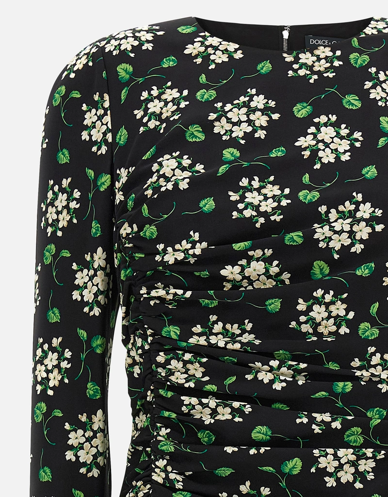 dolce and gabbana green floral dress Dolce & Gabbana Silk Floral Print A-line Dress main image 0