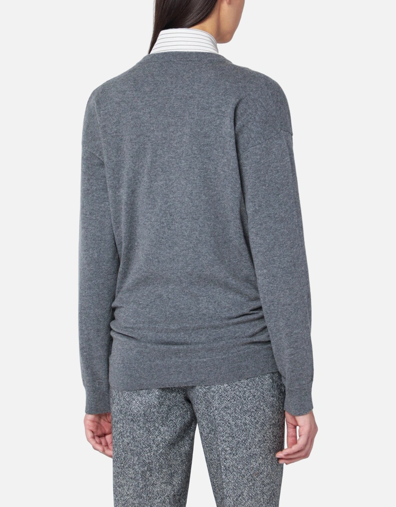 DOLCE & GABBANA グレー Vネック セーター Dolce & Gabbana カシミア Vネック ノットデザインセーター (ニット
