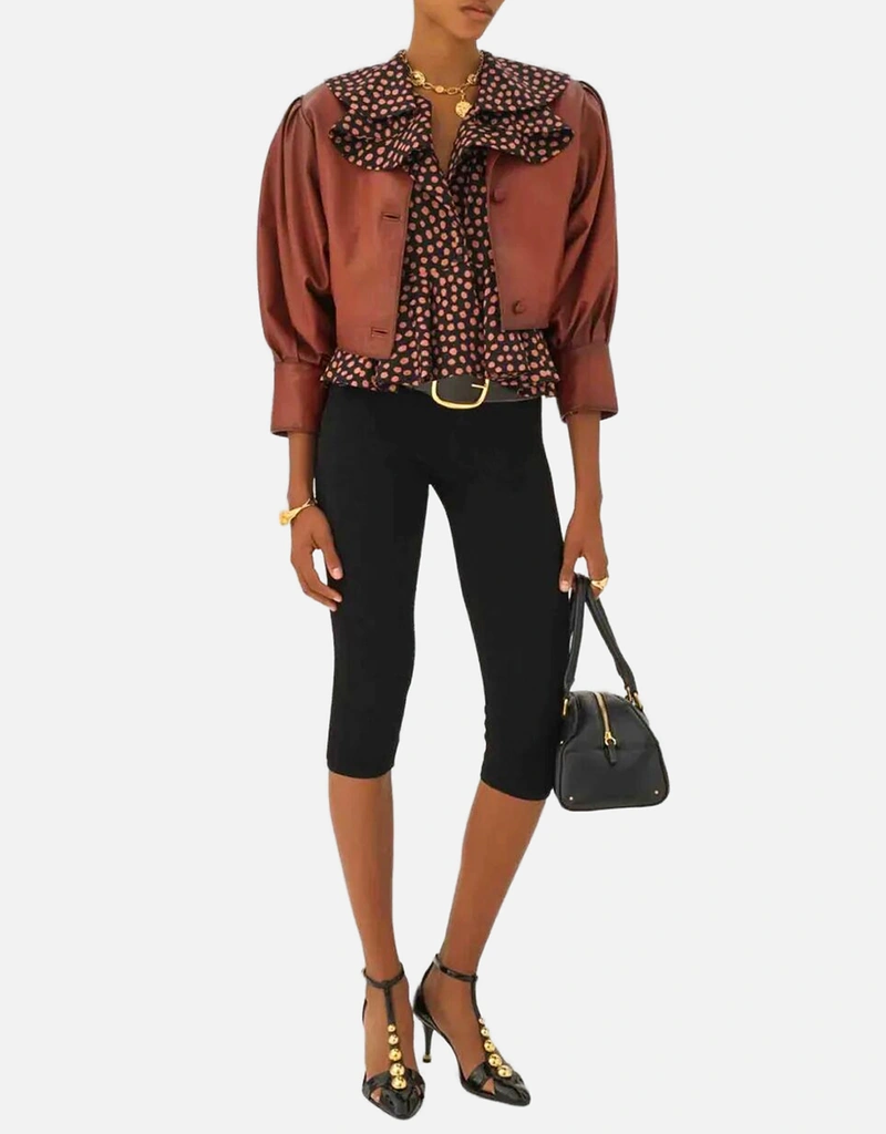 Chloé クロップドカラーなしレザージャケット (すべての新品) IFCHIC.COM