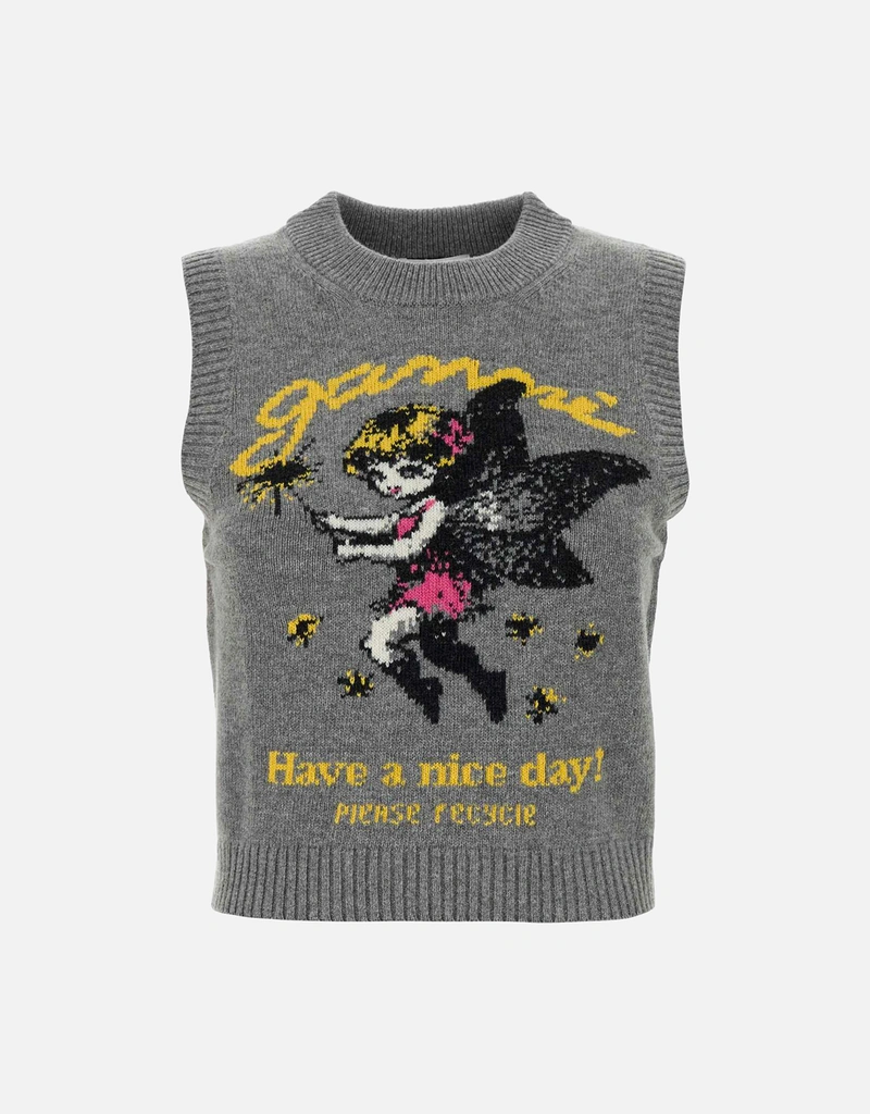 Ganni ウール混ベスト (すべての新品) IFCHIC.COM