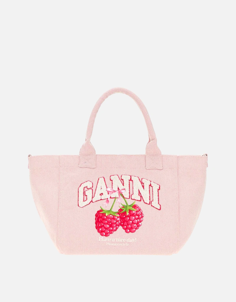 Ganni ラズベリープリント小型ショッピングバッグ () IFCHIC.COM