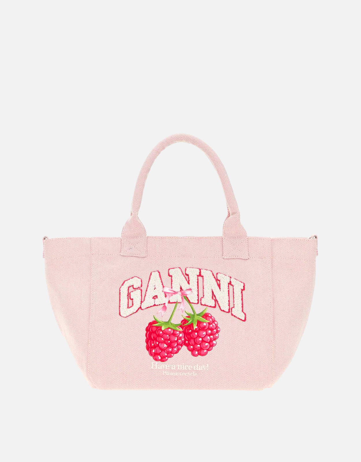 Ganni ラズベリープリント小型ショッピングバッグ () IFCHIC.COM