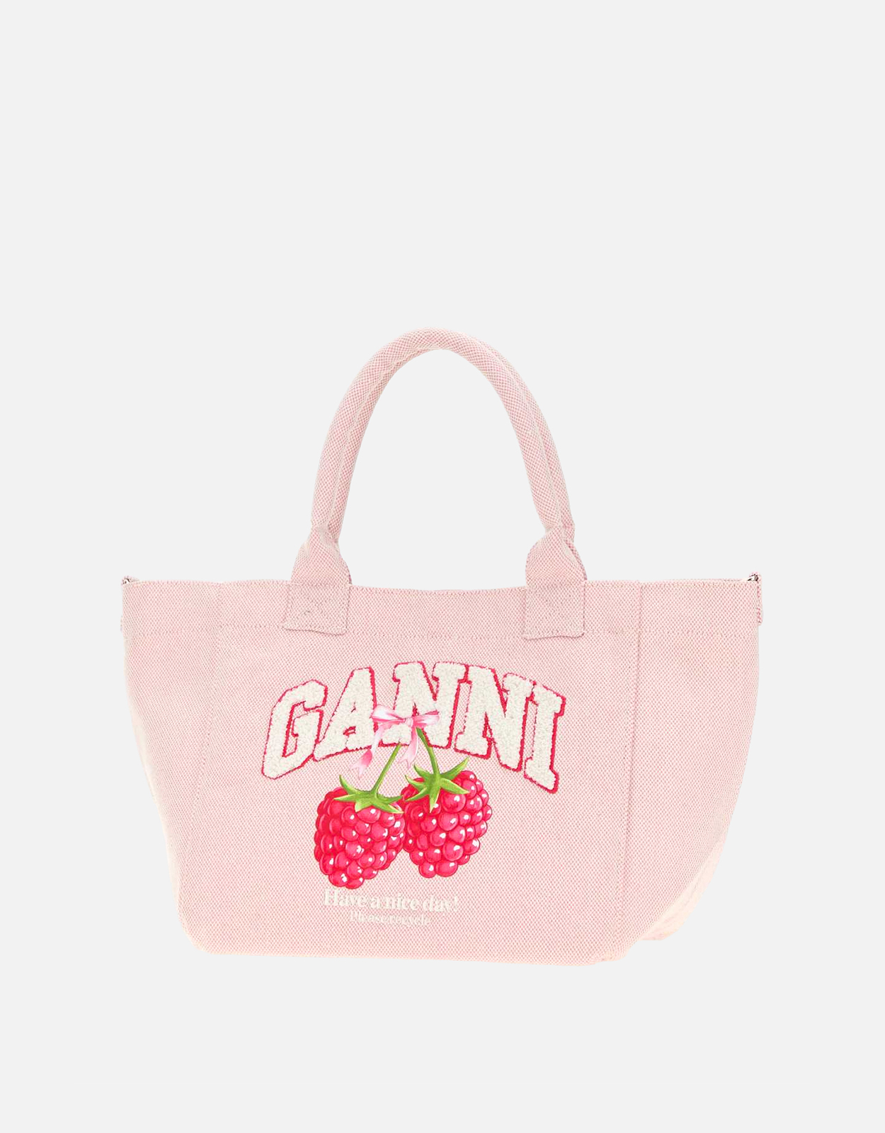 Ganni ラズベリープリント小型ショッピングバッグ () IFCHIC.COM