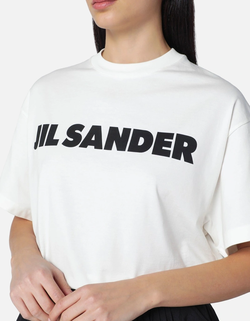 JIL SANDER ホワイト Tシャツ S Jil Sander ホワイト ワイドTシャツ ロゴ入り (トップス) IFCHIC.COM