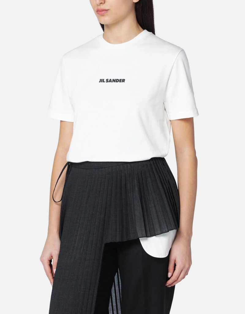 Jil Sander ホワイトロゴプリントコットンTシャツ (トップス) IFCHIC.COM