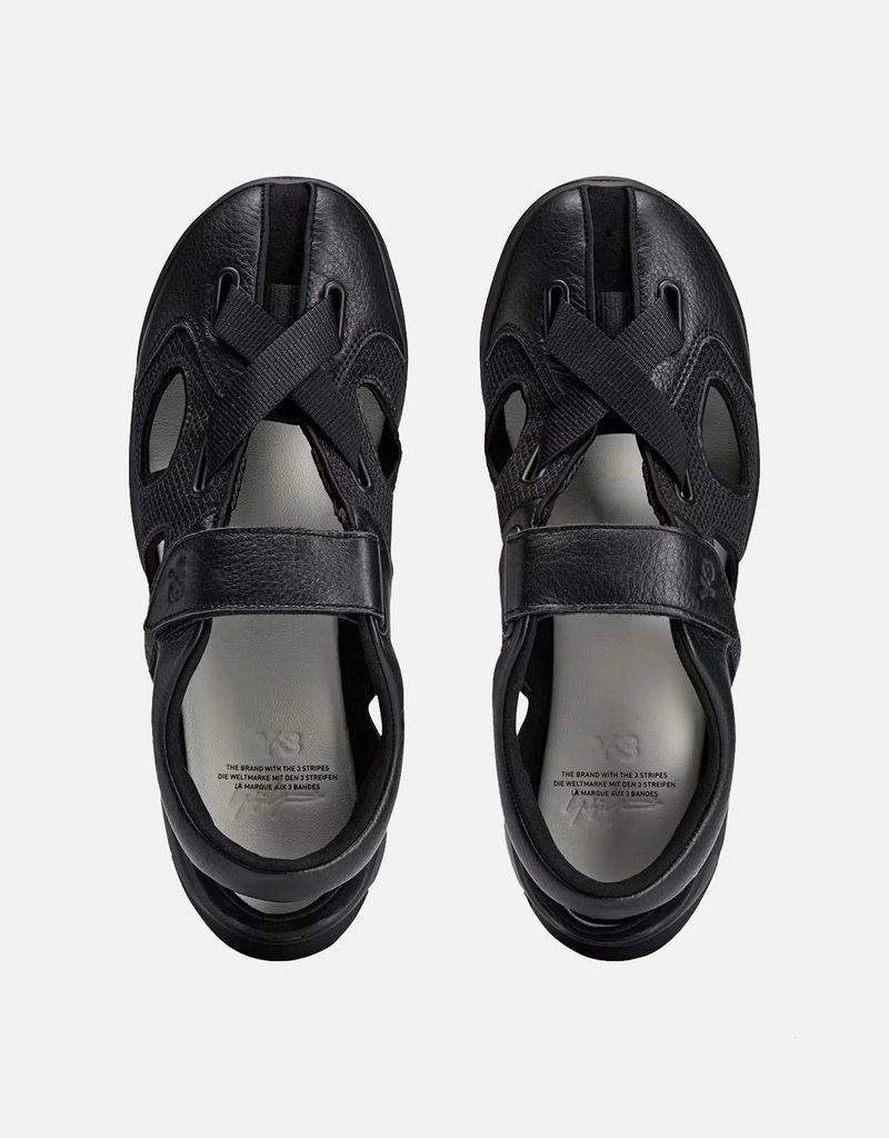 Y-3 ブラック ウェッジサンダル 牛革 18871115_41079529_1000.jpg