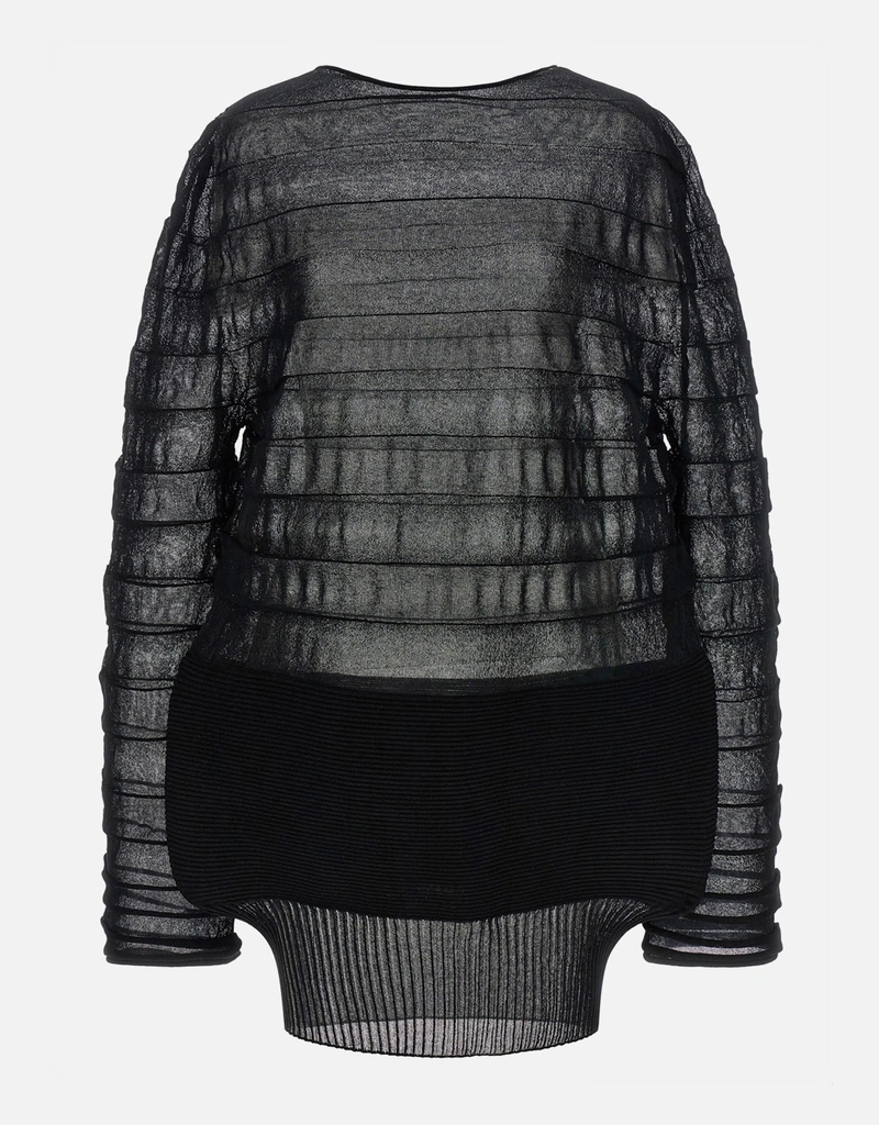 Issey Miyake Moving Knit コットン混紡 ラウンドネック 長袖トップ