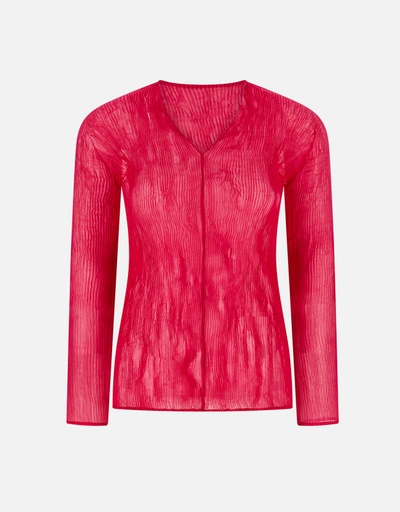 Issey Miyake Chiffon Twist 1 シアープリーツVネックトップ (すべての