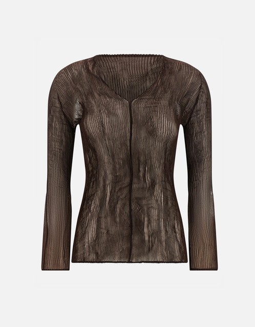 Issey Miyake Chiffon Twist 1 シアープリーツVネックトップ (すべての