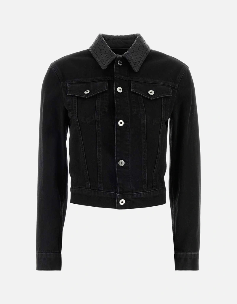 ボッテガヴェネタ クロップド デニムジャケット ブラック コットン 4way Bottega Veneta Black Denim Jacket (All New In) IFCHIC.COM