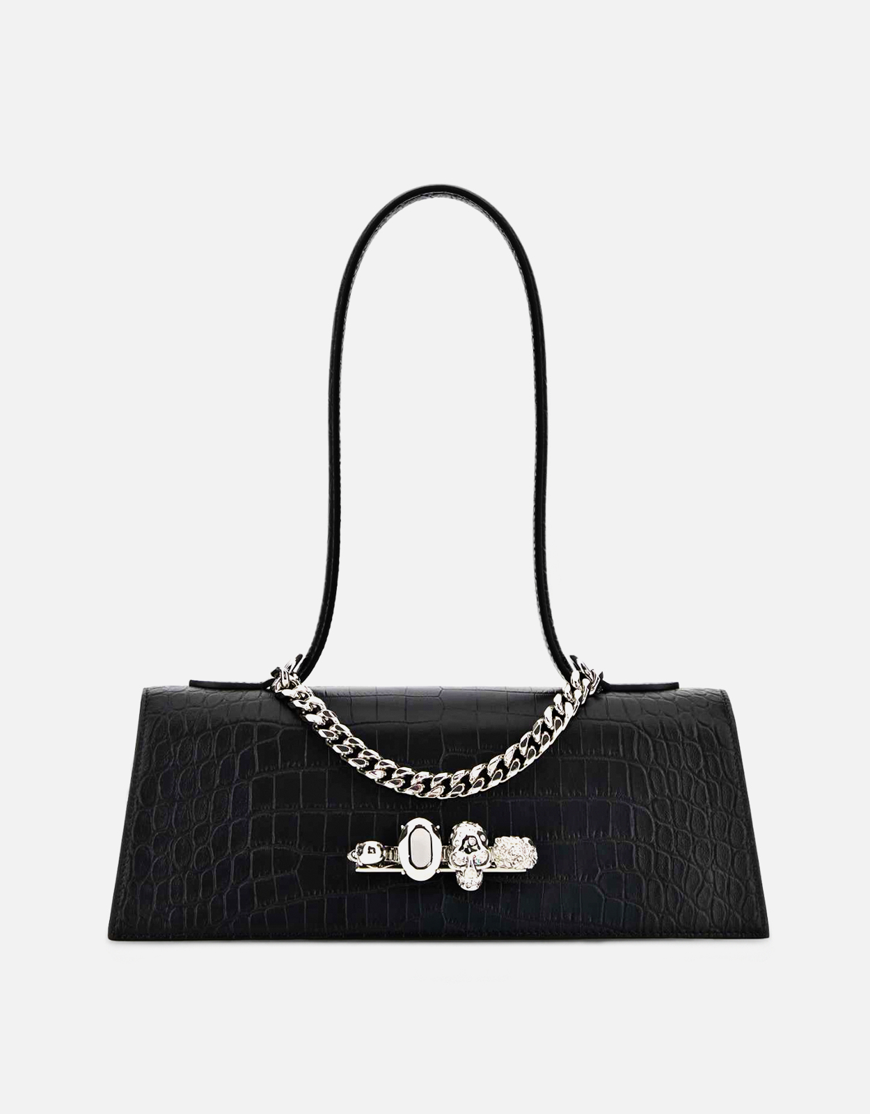 Alexander McQueen Jewelled Top Handle Calf Leather Shoulder Bag