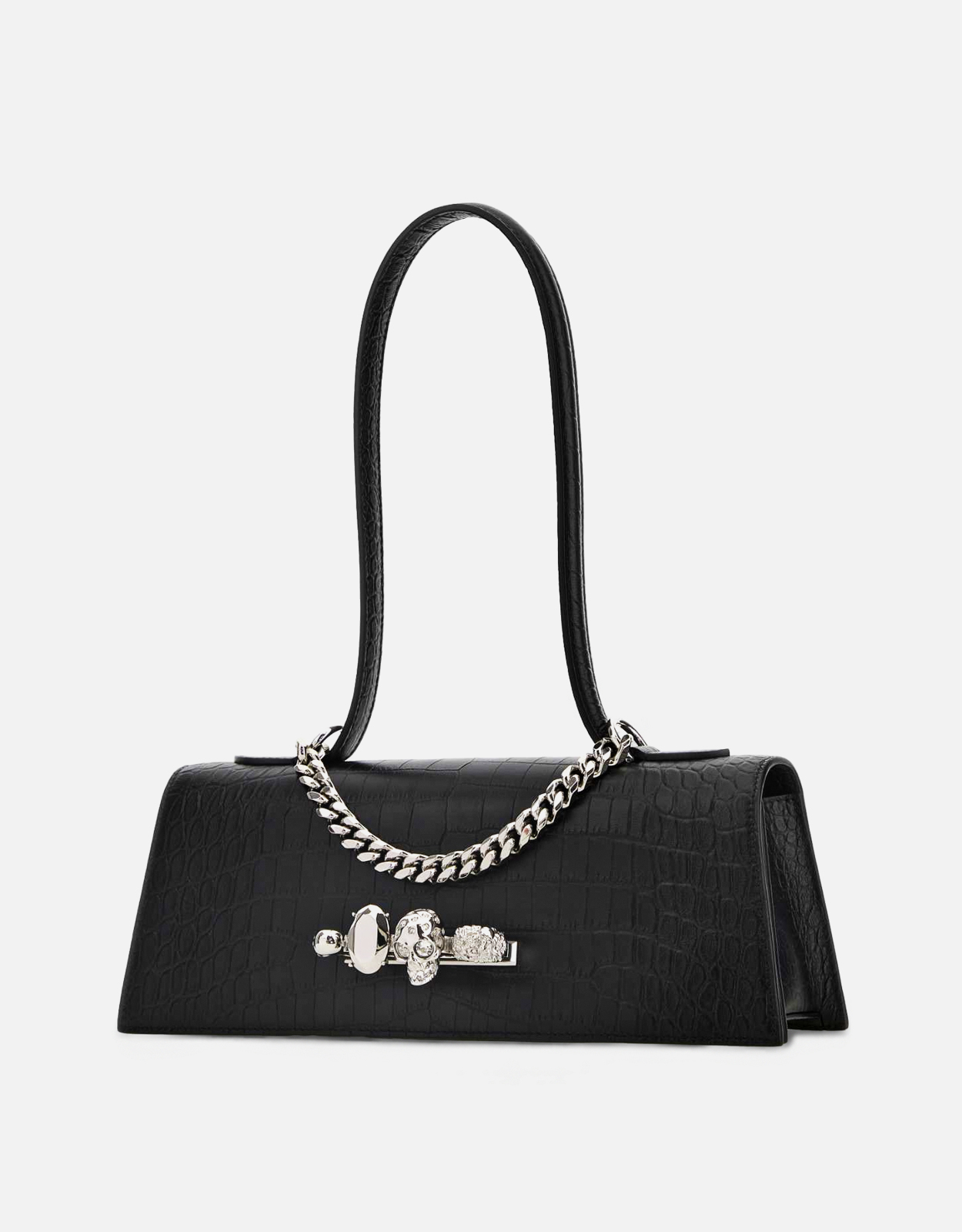 Alexander McQueen Jewelled Top Handle Calf Leather Shoulder Bag